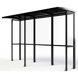 Open Front Smoking Shelter Half Side Panel 10'4"W x 3'6"D x 7'11"H Aluminum Roof