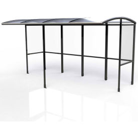 Open Front Smoking Shelter - Half Side Panels - 13'9"W x 7'D x 7'11"H Clear Roof