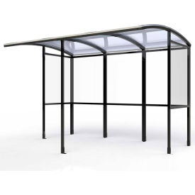 Open Front Smoking Shelter - Half Side Panels - 10'4"W x 7'D x 7'11"H Clear Roof