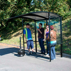 Open Front Smoking Shelter - Half Side Panels - 7'W x 7'D x 7'11"H Clear Roof