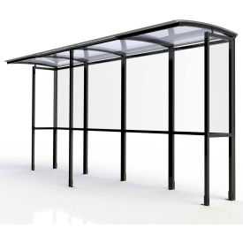 Open Front Smoking Shelter - Half Side Panels 13'9"W x 3'6"D x 7'11"H Clear Roof