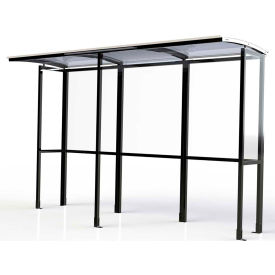 Open Front Smoking Shelter - Half Side Panels 10'4"W x 3'6"D x 7'11"H Clear Roof
