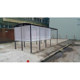 No Butts 4-Sided Smoking Shelter - Half Side Panels - 13'9"W x 7'D x 7'11"H Aluminum Roof