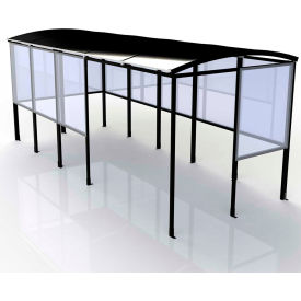 No Butts 4-Sided Smoking Shelter - Half Side Panels - 17'2"W x 7'D x 7'11"H Aluminum Roof