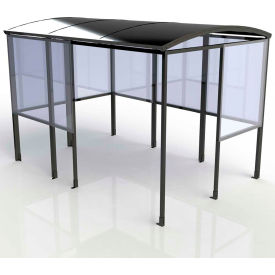 No Butts 4-Sided Smoking Shelter - Half Side Panels - 10'4"W x 7'D x 7'11"H Aluminum Roof