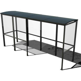 No Butts 4-Sided Smoking Shelter - Half Side Panels 13'9"W x 3'6"D x 7'11"H Aluminum Roof