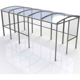 No Butts 4-Sided Smoking Shelter - Half Side Panels - 17'2"W x 7'D x 7'11"H Clear Roof