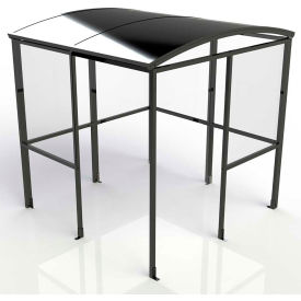 No Butts 4-Sided Smoking Shelter - Half Side Panels - 7'W x 7'D x 7'11"H Aluminum Roof
