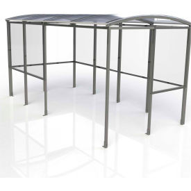 No Butts 4-Sided Smoking Shelter - Half Side Panels - 13'9"W x 7'D x 7'11"H Clear Roof
