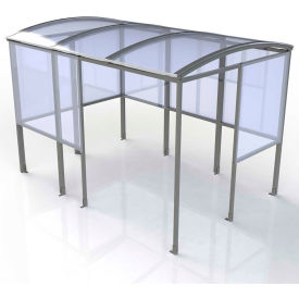 No Butts 4-Sided Smoking Shelter - Half Side Panels - 10'4"W x 7'D x 7'11"H Clear Roof