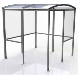 No Butts 4-Sided Smoking Shelter - Half Side Panels - 7'W x 7'D x 7'11"H Clear Roof