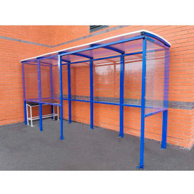 No Butts 4-Sided Smoking Shelter - Half Side Panels - 13'9"W x 3'6"D x 7'11"H Clear Roof