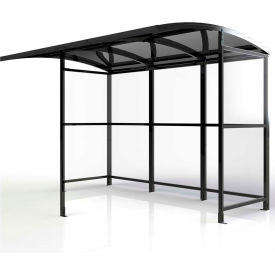 Open Front Smoking Shelter - Freestanding 10'4"W x 7'D x 7'11"H Aluminum Roof (Black)