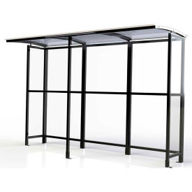 Open Front Smoking Shelter - Freestanding - 10'4"W x 3'6"D x 7'11"H Clear Roof