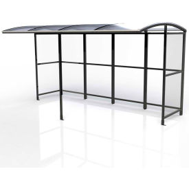 Open Front Smoking Shelter - Freestanding - 13'9"W x 7'D x 7'11"H Clear Roof