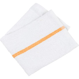 100% Cotton Gold Stripe Terry Bar Towel, 30 oz., 16" x 19", 12 Towels/Pack, 5 Packs