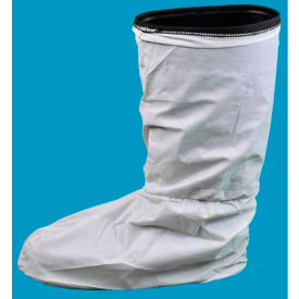 Laminated Polypropylene Boot Cover, Elastic Opening, White, S/M, 100/Case