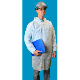Heavy Duty Polypropylene Lab Coat, Elastic Wrists/Velcro Front, White, 5XL