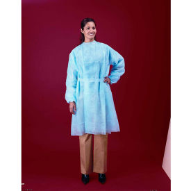 Polypropylene isolation gown, elastic wrists, blue, 2XL, 100/case