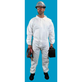 Anti-Static Coverall, Elastic Wrist, Zip Front, White, 6XL, 25/Case