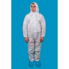Anti-Static Coverall w/ Hood, Elastic Wrist, White, XL, 25/Case