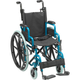 Wallaby Pediatric Folding Wheelchair, 14" Seat, Jet Fighter Blue