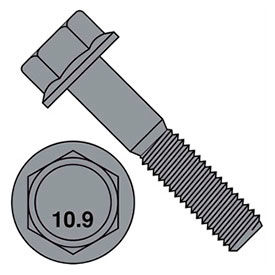 M8 x 1.25 x 20 Metric Flange Bolt - Steel - Yellow Zinc - Class 10.9 - Pkg of 100