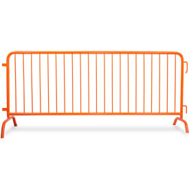 CrowdMaster 1000 Steel Barricade, 100"L x 43"H, Bridge Feet, Orange