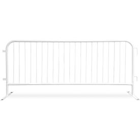 CrowdMaster 1000 Steel Barricade, 100"L x 43"H, Flat Feet, White