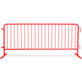 CrowdMaster 1000 Steel Barricade, 100"L x 43"H, Flat Feet, Red