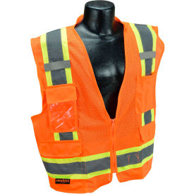 Type R Class 2 Two-Tone Surveyor Safety Vest, Size L, Color Orange, SV6OL