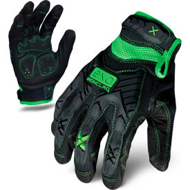 Motor Impact Gloves, Black/Green, 1 Pair, 2XL