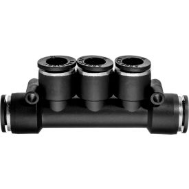 Push to Connect Tube Fitting - Nylon Plastic - 3 Outlet Manifold Connector - 3/8" Tube OD