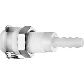 Quick Disconnect Tube Ftg Straight Adapter with Auto Shut-Off - 1/4" Bulkhead Socket x 3/8" Barbed Hose