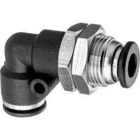 Push to Connect Tube Fitting - Nylon Plastic - Bulkhead Elbow Connector - 1/4" Tube OD
