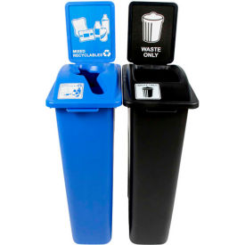 Waste Watcher Double - Waste & Mixed Recyclables, 46 Gallon, Blue/Black