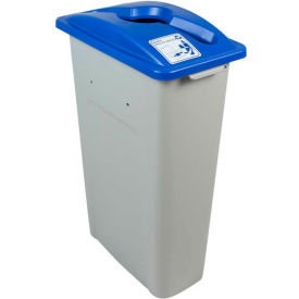 Waste Watcher Single - Mixed Recyclables, 23 Gallon, Gray/Blue