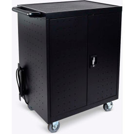 Laptop/Chromebook Charging Cart with Timer for 32 Devices, 28-1/2"W x 21"D x 38-1/4"D, Black