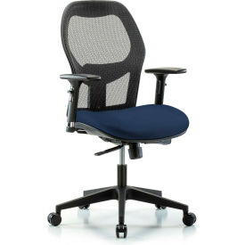Mesh Back Antibacterial Industrial Chair, Vinyl Seat, Sapphire