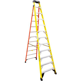 12' Fiberglass Leansafe Ladder w/ Plastic Tool Tray, 375 lb. Capacity