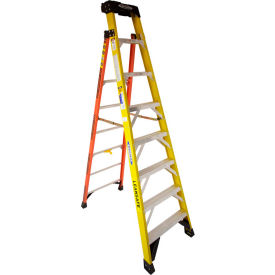 8' Fiberglass Leansafe Ladder w/ Plastic Tool Tray, 375 lb. Capacity