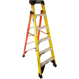6' Fiberglass Leansafe Ladder w/ Plastic Tool Tray, 375 lb. Capacity