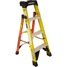 4' Fiberglass Leansafe Ladder w/ Plastic Tool Tray, 375 lb. Capacity