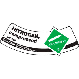 Gas Cylinder Shoulder Label, Nitrogen Compressed, Dura-Vinyl material