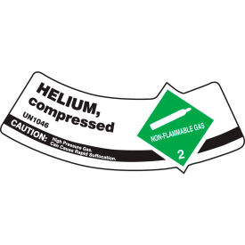 Gas Cylinder Shoulder Label, Helium Compressed, Vinyl Adhesive, Pack of 5