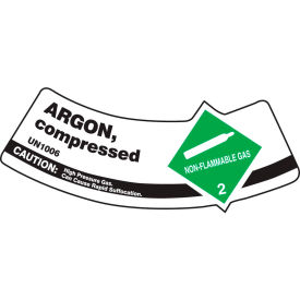 Gas Cylinder Shoulder Label, Argon Compressed, Vinyl Adhesive, 5/Pack