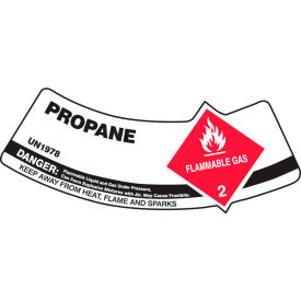 Gas Cylinder Shoulder Label, Propane, Vinyl Adhesive, 5/Pack