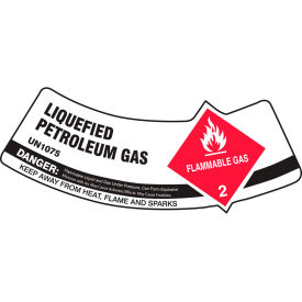 Gas Cylinder Shoulder Label, Liquefied Petroleum Gas, Vinyl Adhesive, 5/Pack