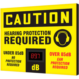 Decibel Meter Sign, Caution Hearing Protection Required, 20" x 24" x 1"