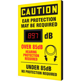 Decibel Meter Sign, Caution Ear Protection May Be Required, 20" x 12" x 1"